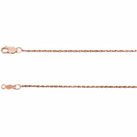 CH1024:1012:P 14kt Rose 1mm Diamond-Cut Rope 18" Chain