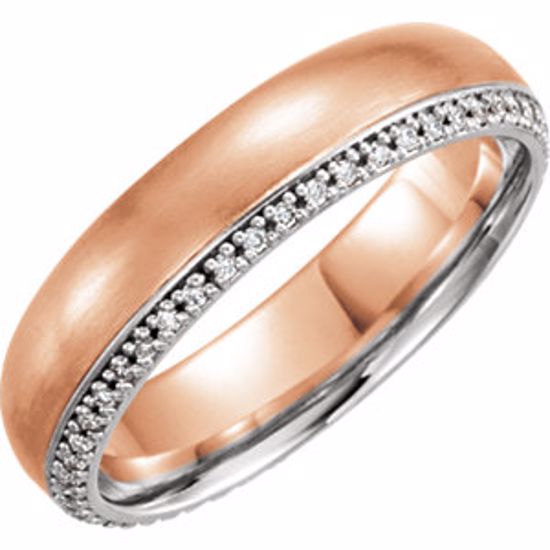 122258:6002:P 14kt White & Rose 6mm 1/4 CTW Diamond Band Size 11