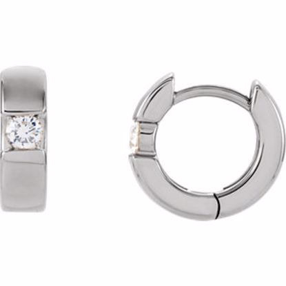 20120:60000:P 14kt White 1/5 CTW Diamond Hinged Hoop Earrings