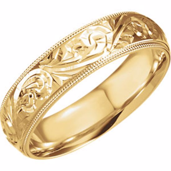 50061:104:P 14kt Yellow 6mm Hand Engraved Band Size 10.5