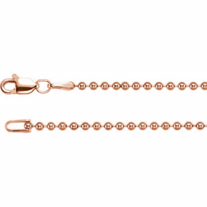 CH1034:112:P 14kt Rose 1.8m Hollow Bead 18" Chain