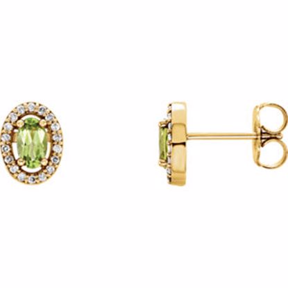 86070:100:P 14kt Yellow Peridot & .08 CTW Diamond Earrings
