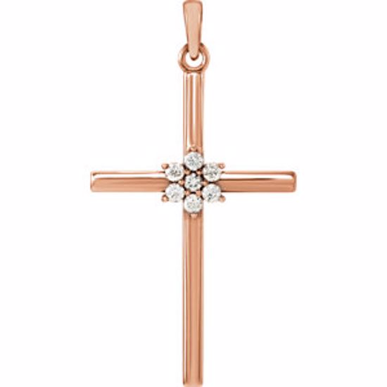 R42324:103:P 14kt Rose 1/10 CTW Diamond Cross Pendant