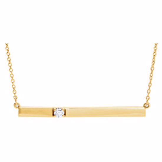 86089:101:P 14kt Yellow 1/10 CTW Diamond Bar 17.5" Necklace