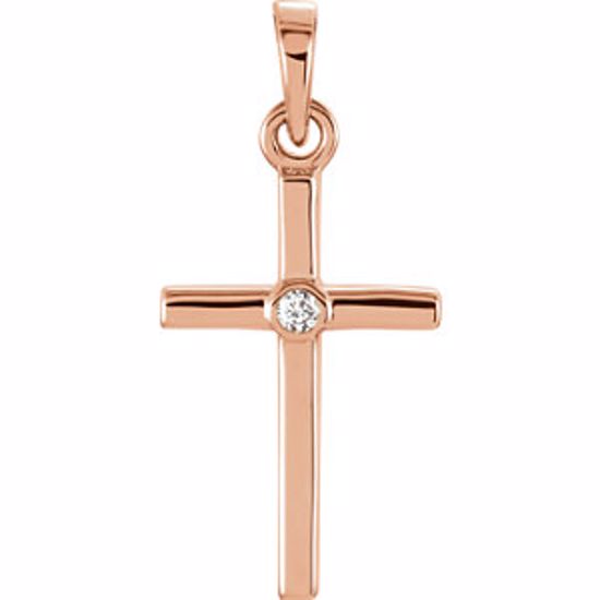 R42325:104:P 14kt Rose .01 CTW Diamond Cross 19x8.95mm Pendant  