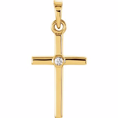 R42325:101:P 14kt Yellow .01 CTW Diamond Cross 19x8.95mm Pendant  