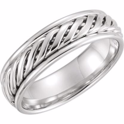 51298:009:P 14kt White 6mm Grooved Band  Size 9