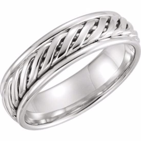 51298:009:P 14kt White 6mm Grooved Band  Size 9