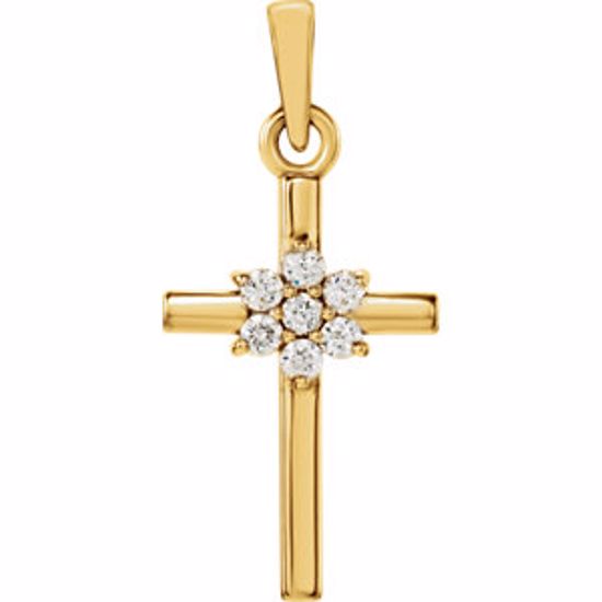 R42324:112:P 14kt Yellow .07 CTW Diamond Cross Pendant