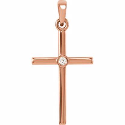 R42325:107:P 14kt Rose .015 CTW Diamond Cross 22.75x11.3mm Pendant  