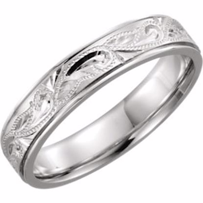 51326:109:P Platinum 5mm Hand-Engraved Band Size 9