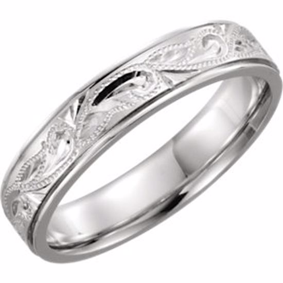 51326:110:P Platinum 5mm Hand-Engraved Band Size 10