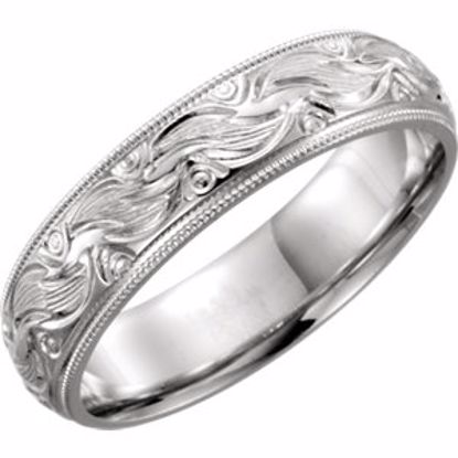 51328:112:P Platinum 6mm Hand-Engraved Band Size 12
