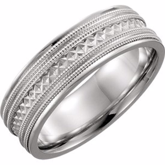 51327:107:P Platinum 6mm Hand-Engraved Band Size 7