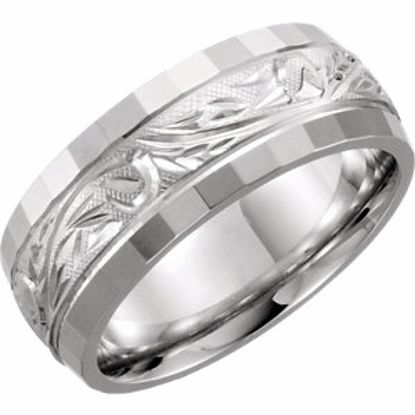 51394:109:P Platinum 7.5mm Hand-Engraved Band Size 9