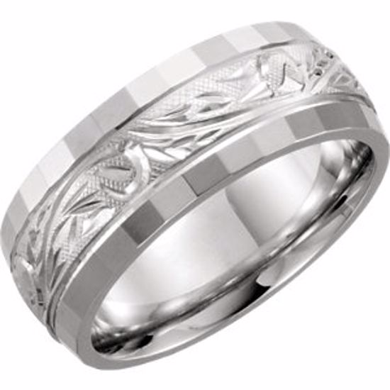 51394:111:P Platinum 7.5mm Hand-Engraved Band Size 11