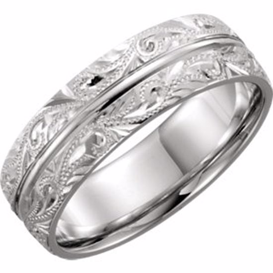 51325:114:P Platinum 7mm Hand-Engraved Band Size 14
