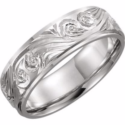 51324:107:P Platinum 6mm Hand-Engraved Band Size 7