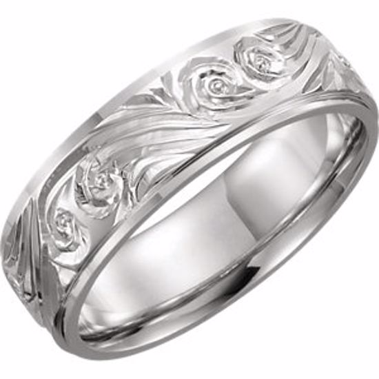 51324:107:P Platinum 6mm Hand-Engraved Band Size 7