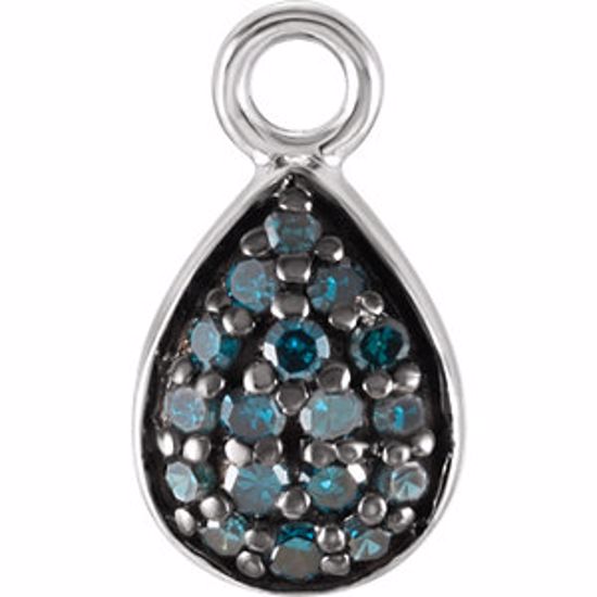 28968:101:P 14kt White .08 CTW Blue Diamond Dangle