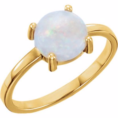 71686:6006:P 14kt Yellow 8mm Round Opal Cabochon Ring