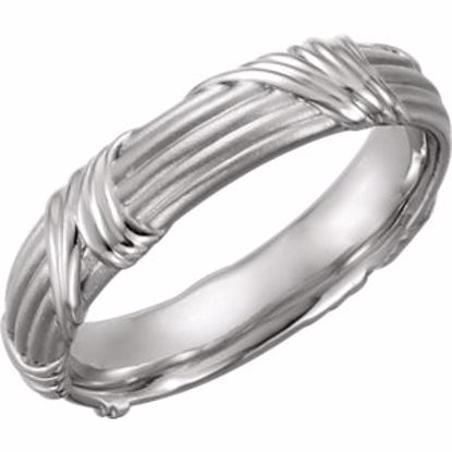 51362:117:P Platinum 6mm Sculptural Design Band Size 5.5