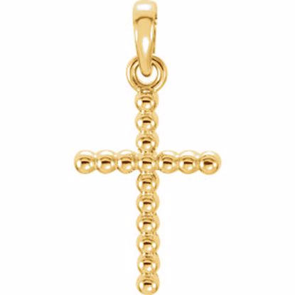 R42328:108:P 14kt Yellow 18.7x9.4mm Beaded Cross Pendant