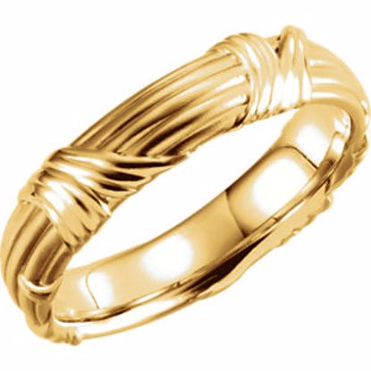 51362:258:P 18kt Yellow 6mm Sculptural Design Band Size 9.5