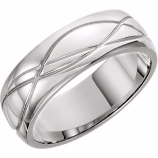 51338:111:P Platinum 8mm Grooved Design Band Size 6