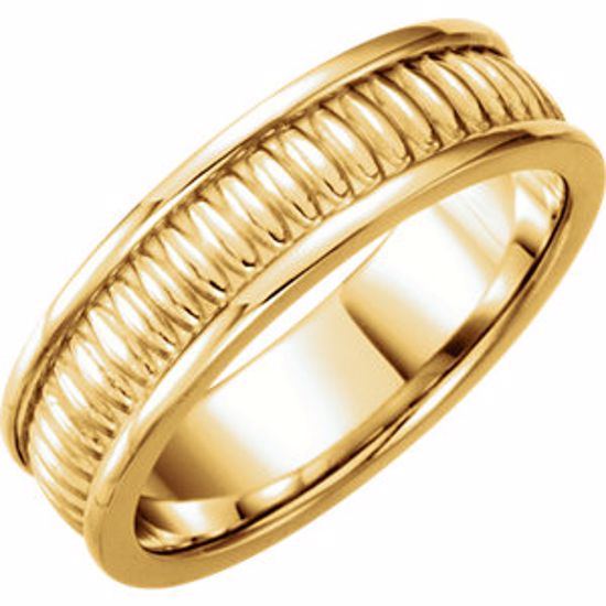 51334:113:P 14kt Yellow 7mm Design Band Size 6.5