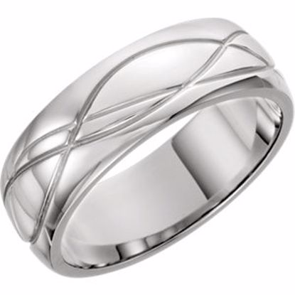 51338:123:P Platinum 8mm Grooved Design Band Size 11.5