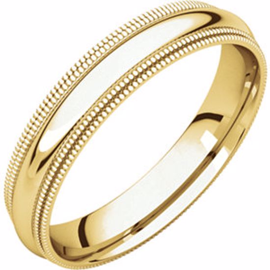DMGR6:1000780:P 10kt Yellow 4mm Comfort Fit Double Milgrain Band