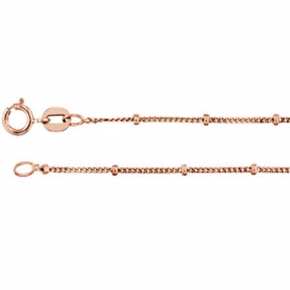 CH228:1005:P 14kt Rose 1mm Solid Beaded Curb 18" Chain
