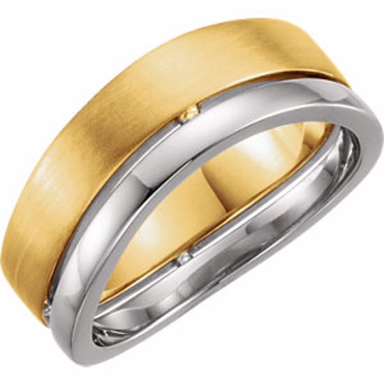 51335:133:P 14kt White & Yellow 6.4mm Band Size 10.5