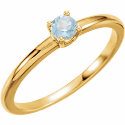 19399:129:P 14kt Yellow Imitation Aquamarine "March" Youth Birthstone Ring