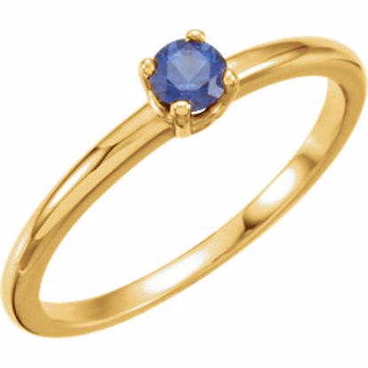 19399:141:P 14kt Yellow Imitation Blue Sapphire "September" Youth Birthstone Ring