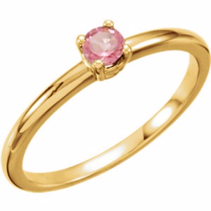 19399:143:P 14kt Yellow Imitation Pink Tourmaline "October" Youth Birthstone Ring