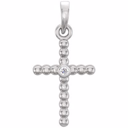 R42330:6007:P Platinum .015 CTW Diamond Beaded Cross Pendant