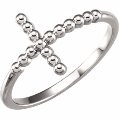 51417:1004:P Continuum Sterling Silver Beaded Sideways Cross Ring