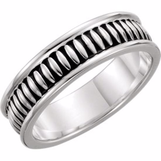 51334:165:P Continuum Sterling Silver 7mm Design Band with Epoxy Size 8.5