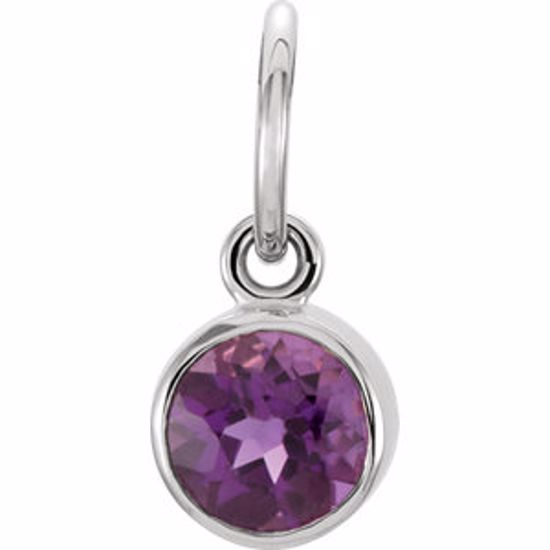86179:103:P 14kt White Imitation Amethyst Birthstone Charm