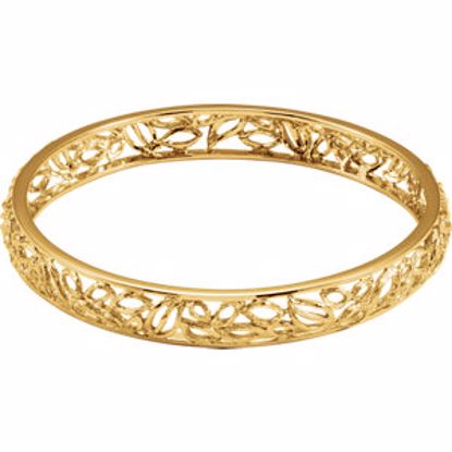 86181:1001:P Sterling Silver Yellow Gold Plated Textured Bark Bangle Bracelet 