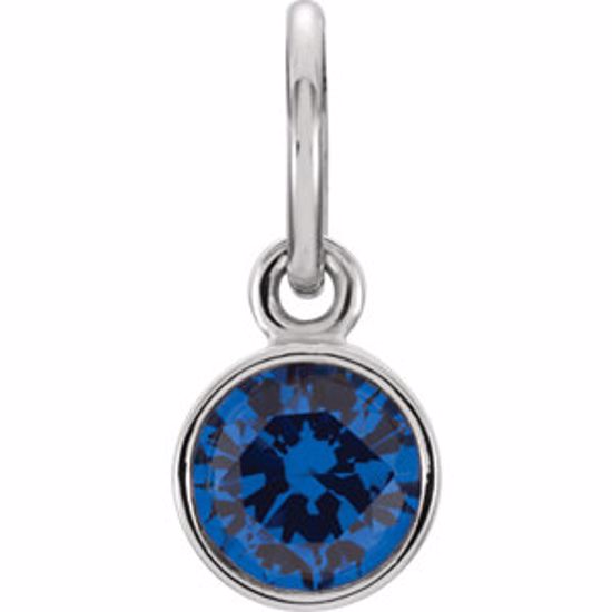 86179:124:P 14kt White Imitation Blue Sapphire Birthstone Charm