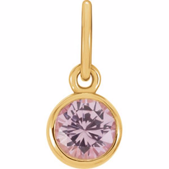 86179:128:P 14kt Yellow Imitation Pink Tourmaline Birthstone Charm