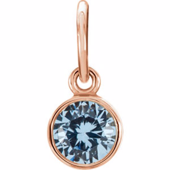 86179:108:P 14kt Rose Imitation Aquamarine Birthstone Charm