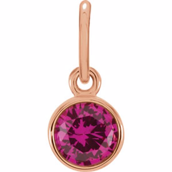 86179:120:P 14kt Rose Imitation Ruby Birthstone Charm