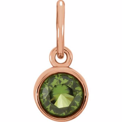 86179:123:P 14kt Rose Imitation Peridot Birthstone Charm