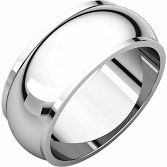 HRE13:211496:P 10kt White 8mm Half Round Edge Band