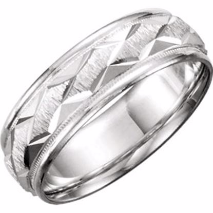 50184:107:P 10kt White 7mm Design Band Size 6