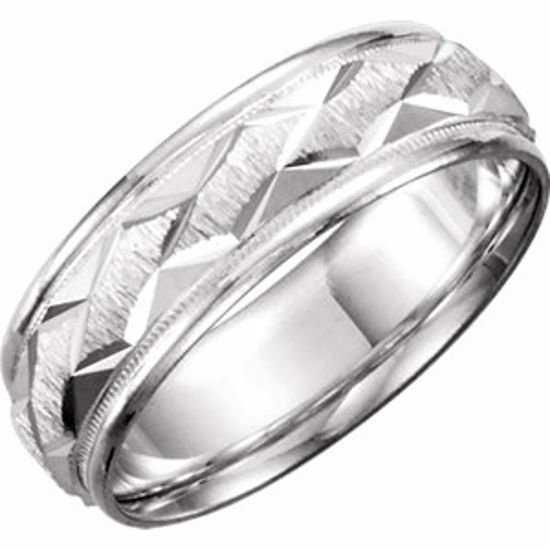 50184:107:P 10kt White 7mm Design Band Size 6